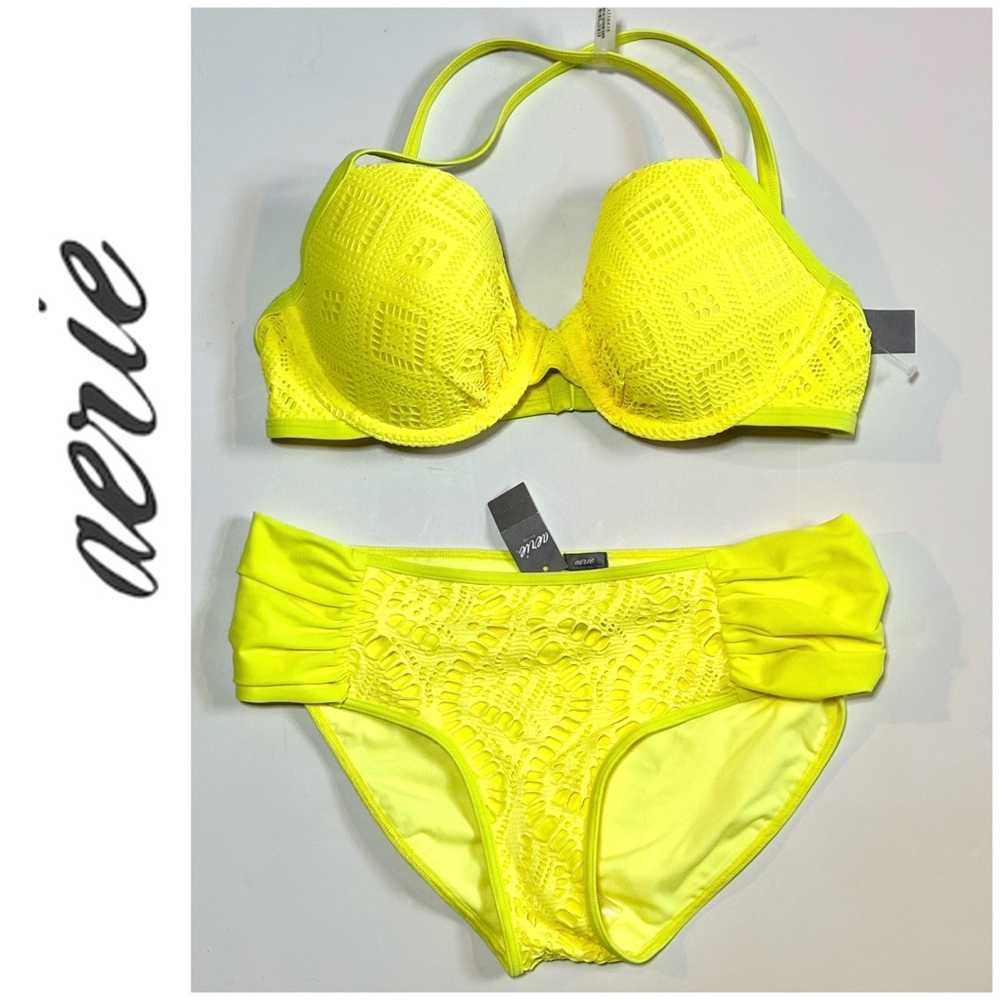 NWT aerie Swim Bikini Neon Yellow 36D / L